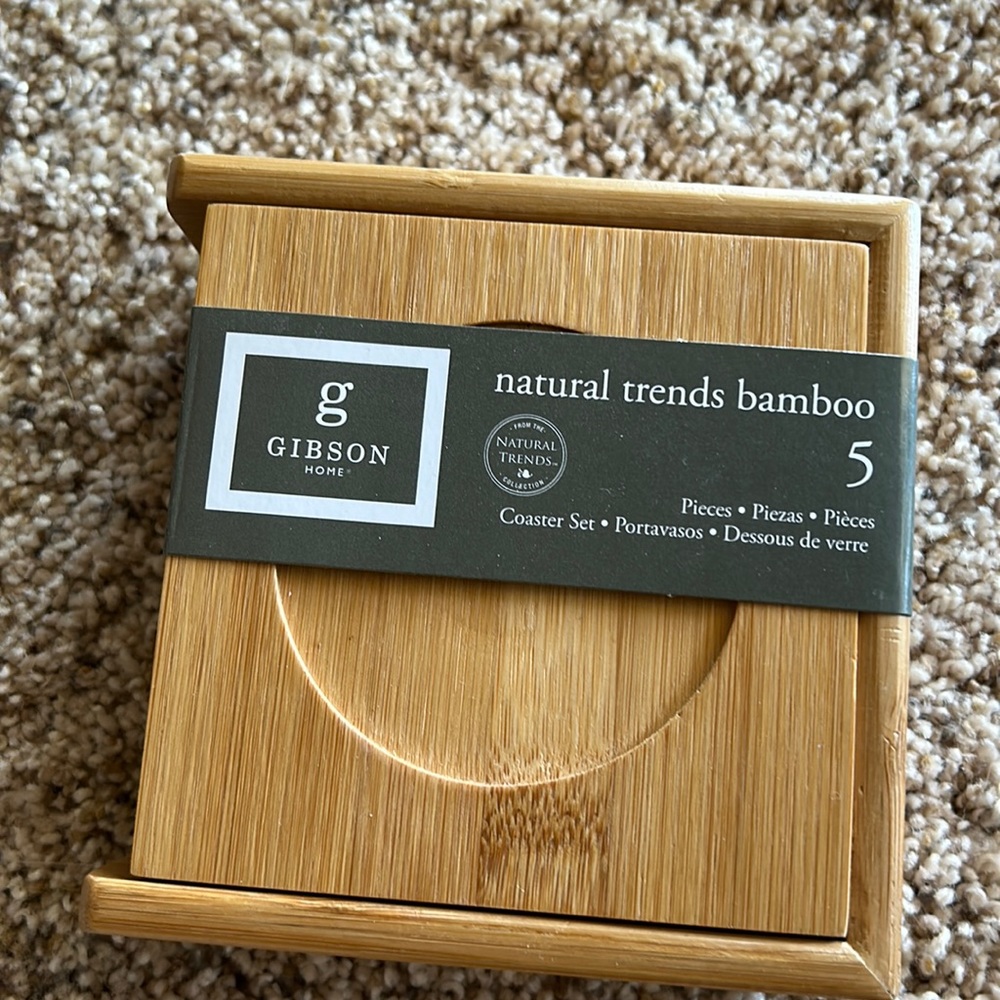 GIBSON bamboo coaster set